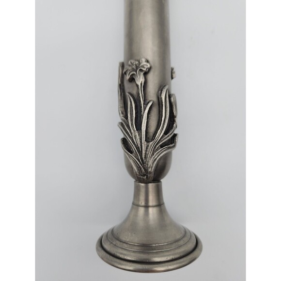 VTG Etain Fait Main Jean Goardere Pewter Bud Vase France Rare Find Lily Flowers - Picture 10 of 12